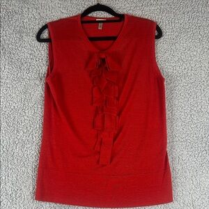 ESCADA Sleeveless Crew Neck Some Wool Soft Orange Top Size 40